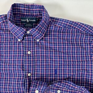 Ralph Lauren Blake Men’s Medium Long Sleeve Button Down‎ Shirt Plaid Blue Pony